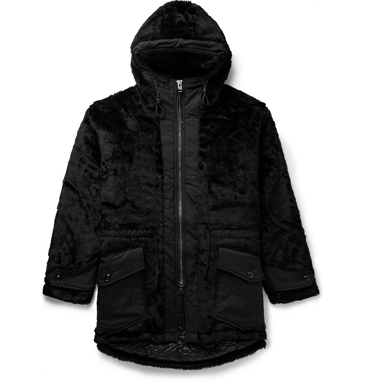 Photo: Monitaly - Kodiac Leather-Trimmed Faux Fur and Vancloth Cotton Hooded Coat - Black