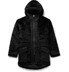 Monitaly - Kodiac Leather-Trimmed Faux Fur and Vancloth Cotton Hooded Coat - Black