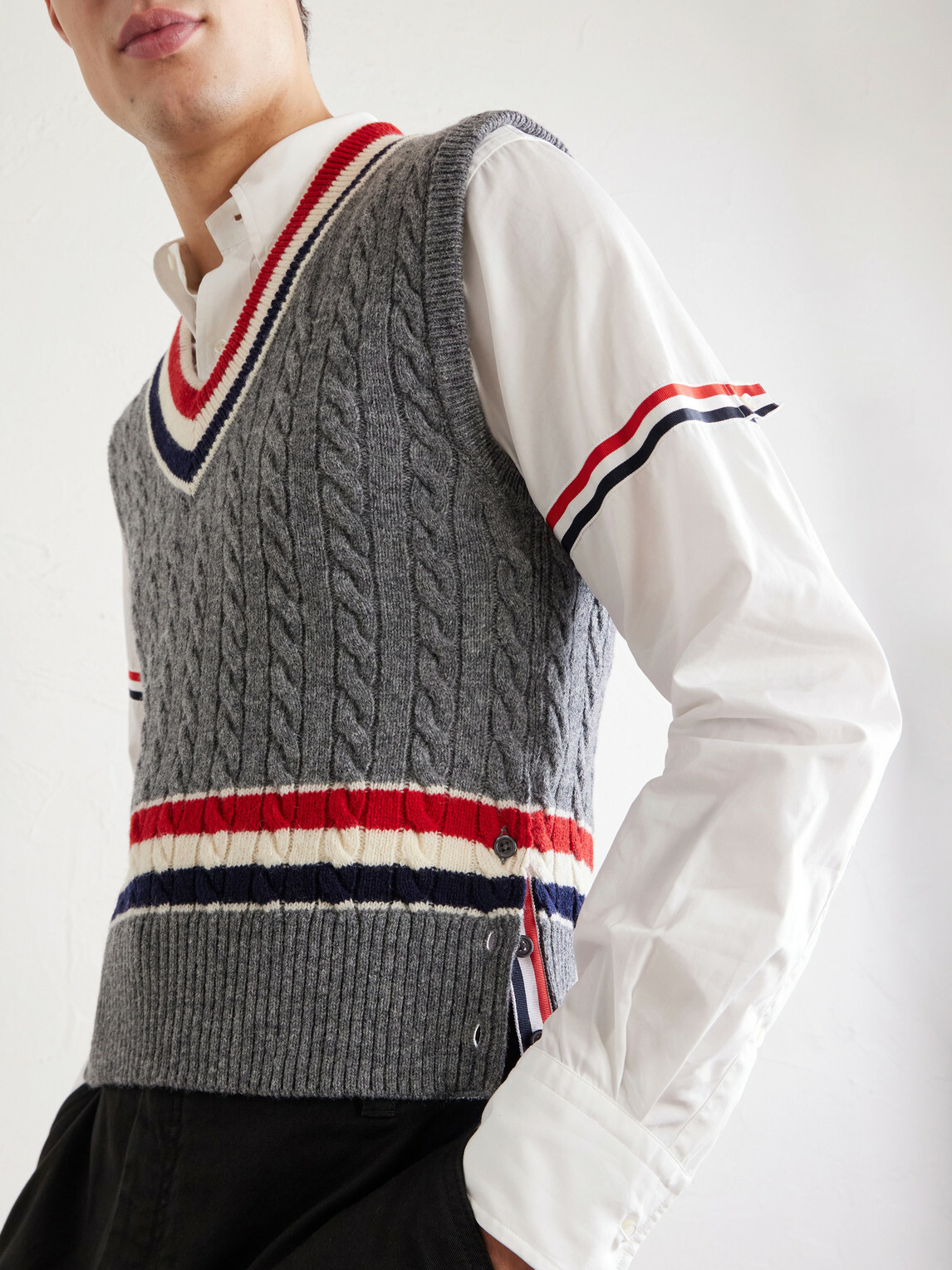 Thom Browne - Cable-Knit Wool Vest - Gray