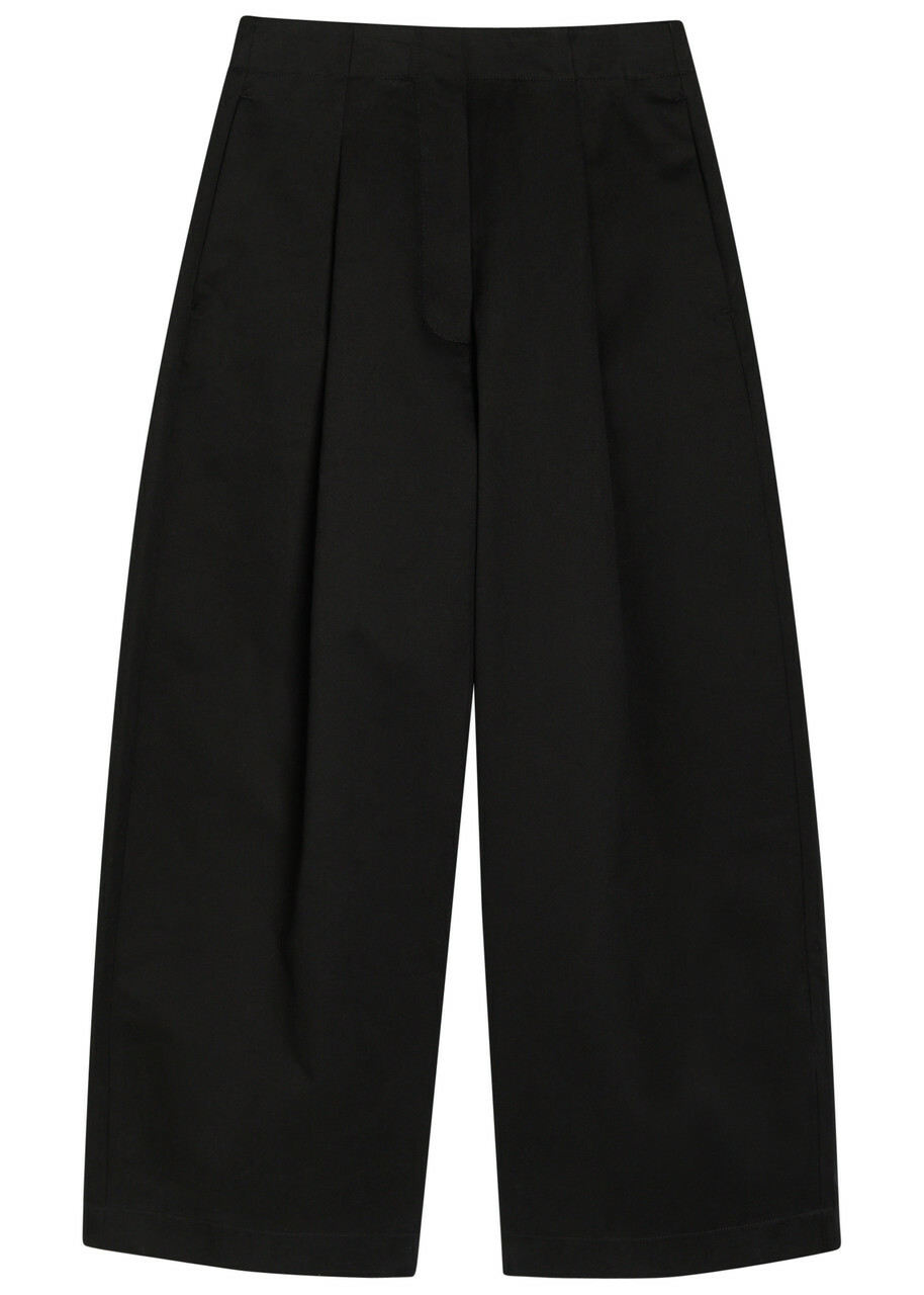 Studio Nicholson Peached Wide-leg Cotton-twill Trousers Black