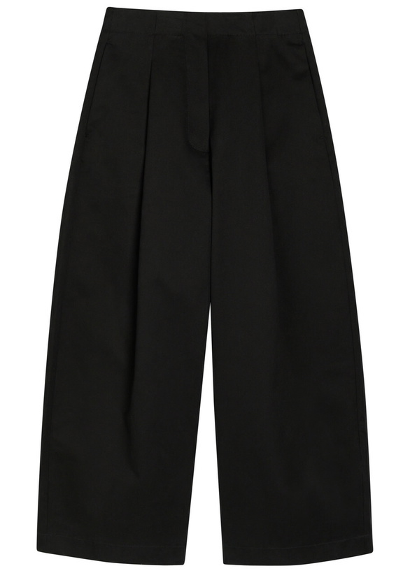 Photo: Studio Nicholson Peached Wide-leg Cotton-twill Trousers Black