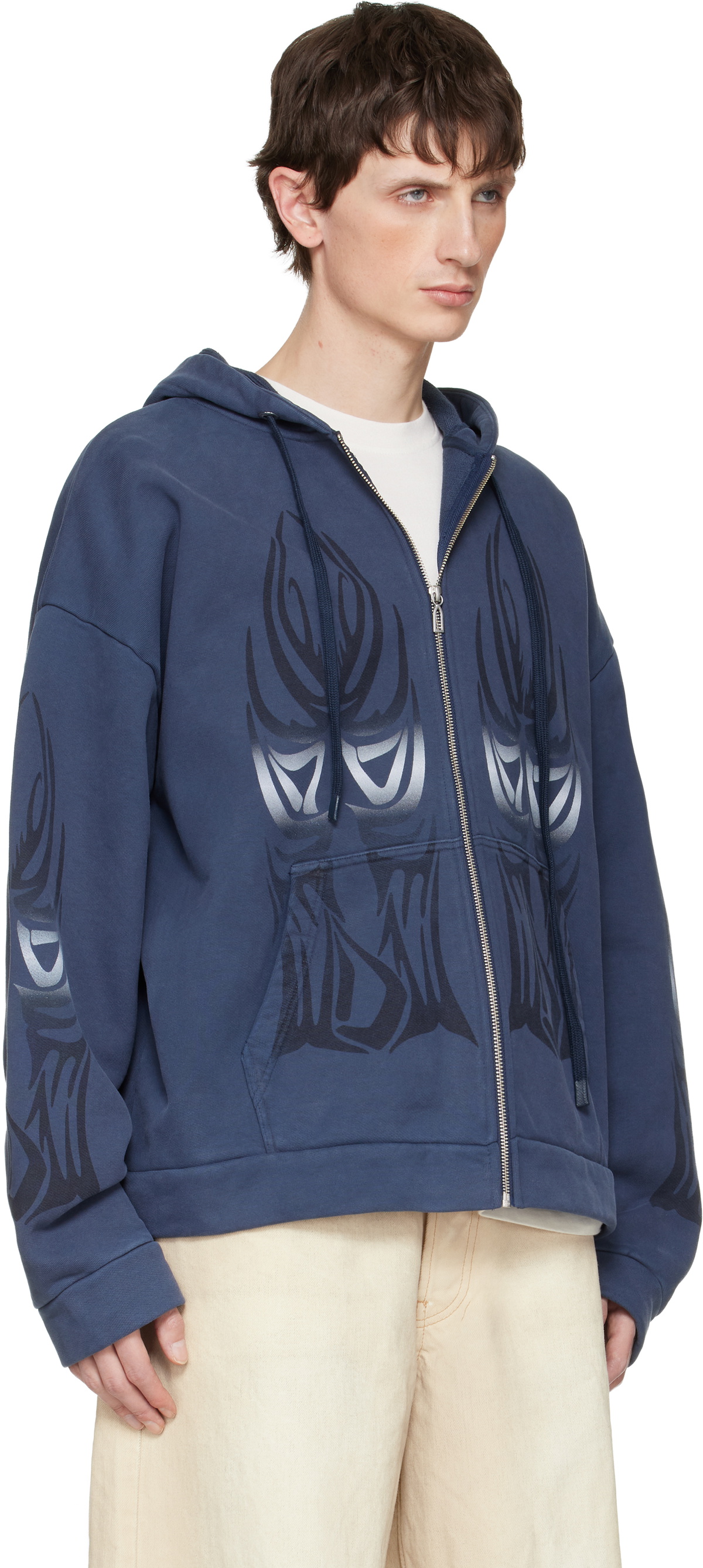 Who Decides War Blue Winged Zip Up Hoodie