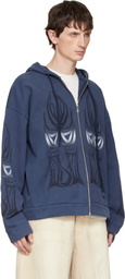 Who Decides War Blue Winged Zip Up Hoodie