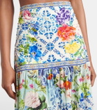 Camilla Floral tiered silk maxi skirt
