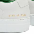 Woman by Common Projects Women's Basketball Summer Low Nubuck Sneakers in White/Green