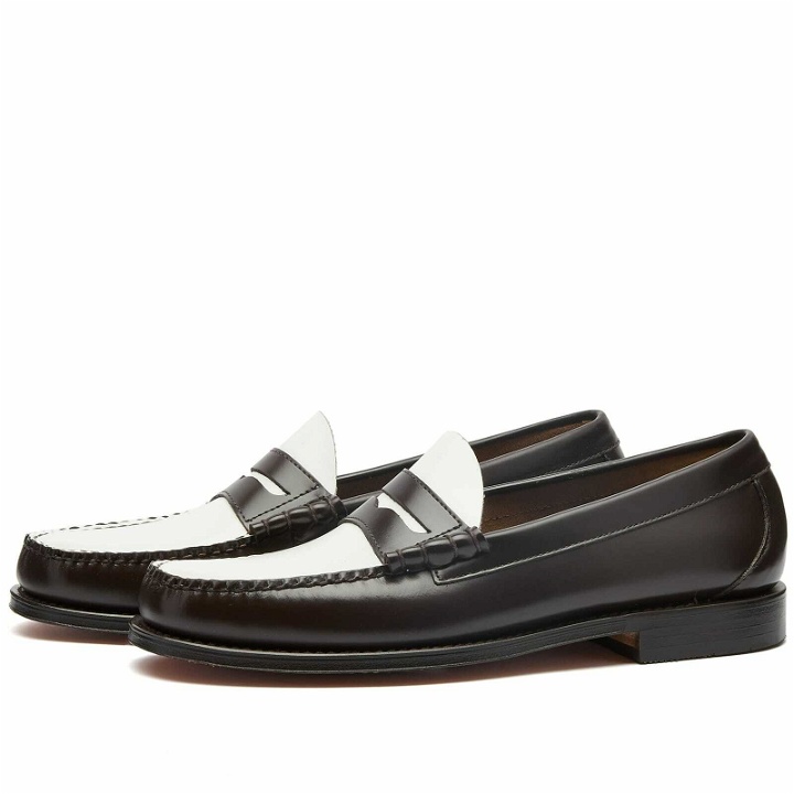 Photo: Bass Weejuns Men's Larson Penny Loafer in Dark Brown/White Leather