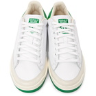 adidas Originals White and Green Rod Laver Sneakers