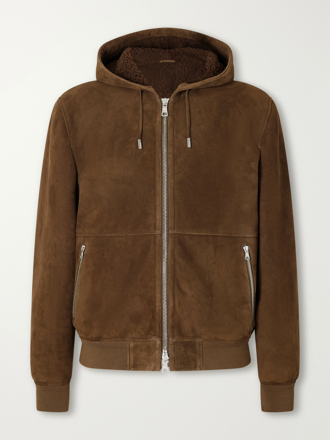 Mr P. - Hooded Shearling Jacket - Brown