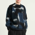 and wander Men's Mixed Colour Shaggy Knit Sweater in Black Mix