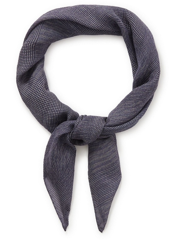 Photo: Anderson & Sheppard - Prince of Wales Checked Wool and Silk-Blend Neckerchief