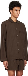 Tekla Brown Oversized Pyjama Shirt