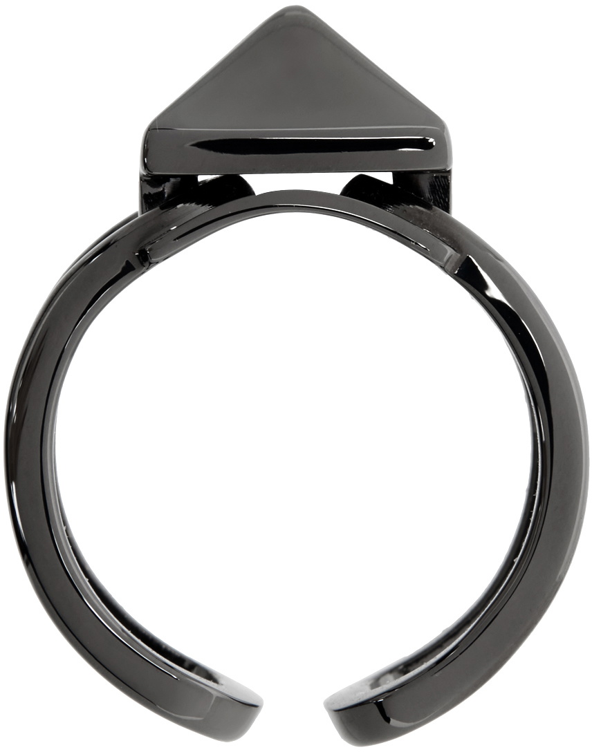 Valentino Garavani Black Ruthenium Rockstud Ring