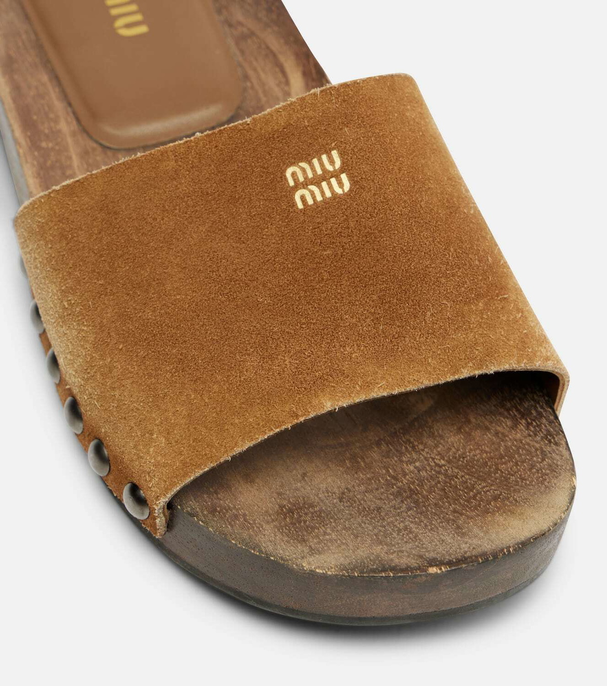 Miu Miu Logo faded suede mules