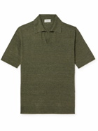 Altea - Chevron Linen, Lyocell and Cashmere-Blend Polo Shirt - Green