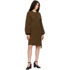 MM6 Maison Margiela Khaki Frayed Knit Midi Dress