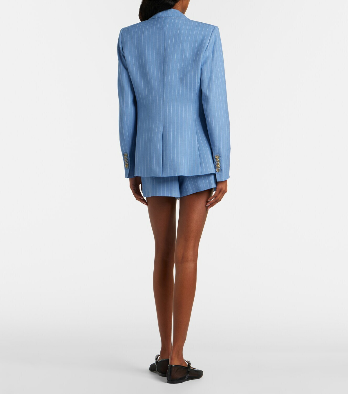 Veronica Beard Piper striped linen-blend shorts