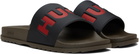 Hugo Black & Khaki Logo Strap Pool Slides