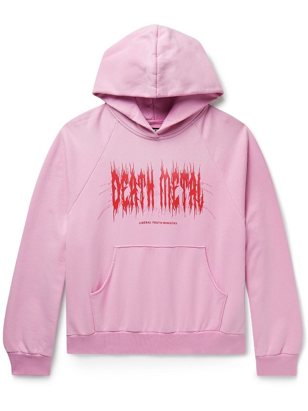 Photo: Liberal Youth Ministry - Printed Cotton-Jersey Hoodie - Pink