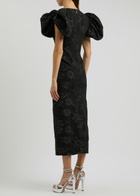 Rotate Sunday Floral-jacquard Midi Dress Black