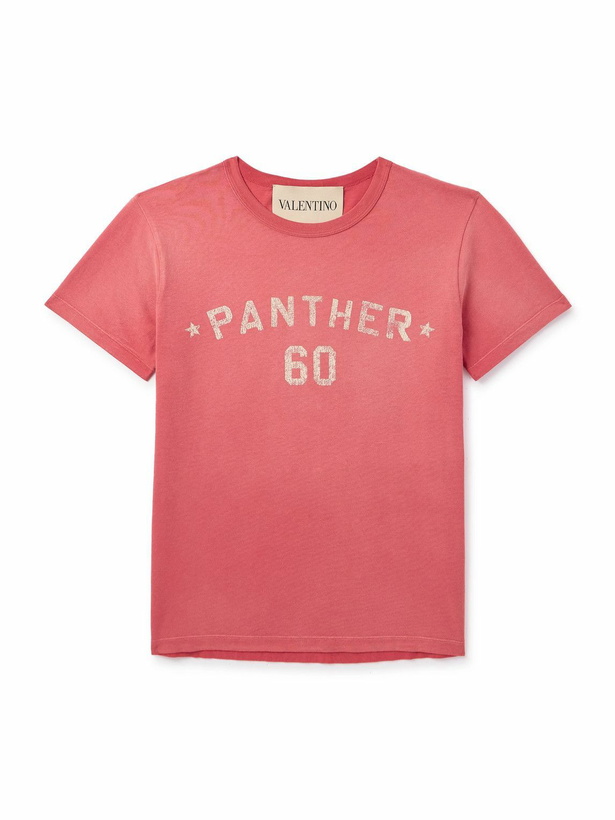 Photo: Valentino Garavani - Chez Valentino Logo-Appliquéd Printed Cotton-Jersey T-Shirt - Red
