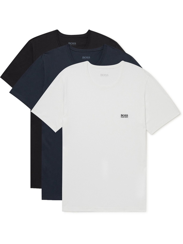 Photo: HUGO BOSS - Three-Pack Logo-Embroidered Cotton-Jersey T-Shirts - Multi