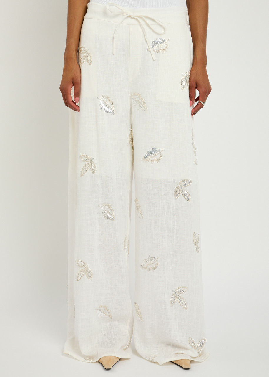 Marques' Almeida Embellished Woven Trousers White