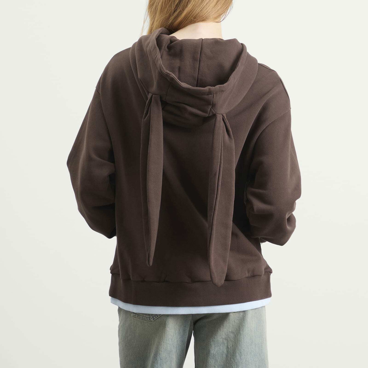 Charles Jeffrey Loverboy Women's Rabbit Ears Hoodie in Brown/Light Blue