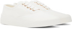 Maison Kitsuné White Canvas Laced Low-Top Sneakers