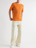 Folk - Striped Slub Cotton T-Shirt - Orange