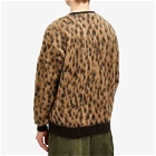 Wacko Maria Men's Leopard Mohair Cardigan in Beige