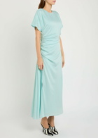 Simkhai Marabella Draped Satin Maxi Dress Light Blue