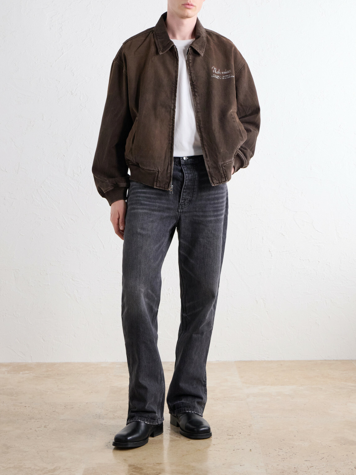 NAHMIAS - Wipeout Distressed Cotton-Twill Jacket - Brown