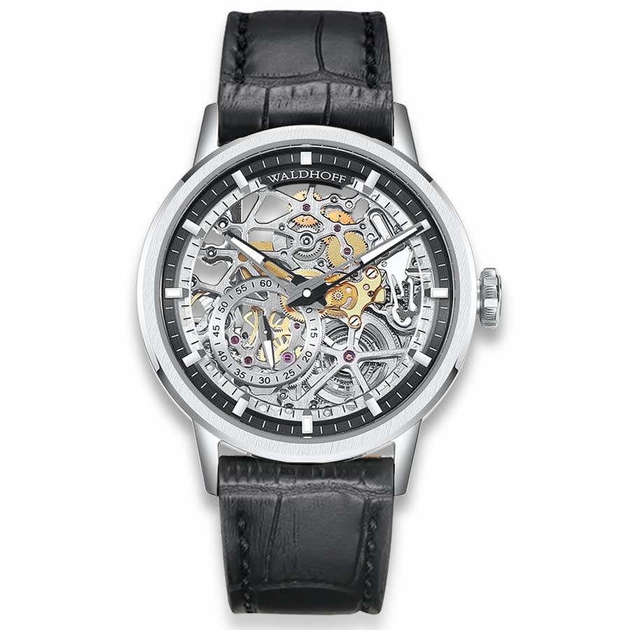 Waldhoff Pioneer Automatic Black Dial Mens Watch Waldhoff Pioneer Carbon Silver