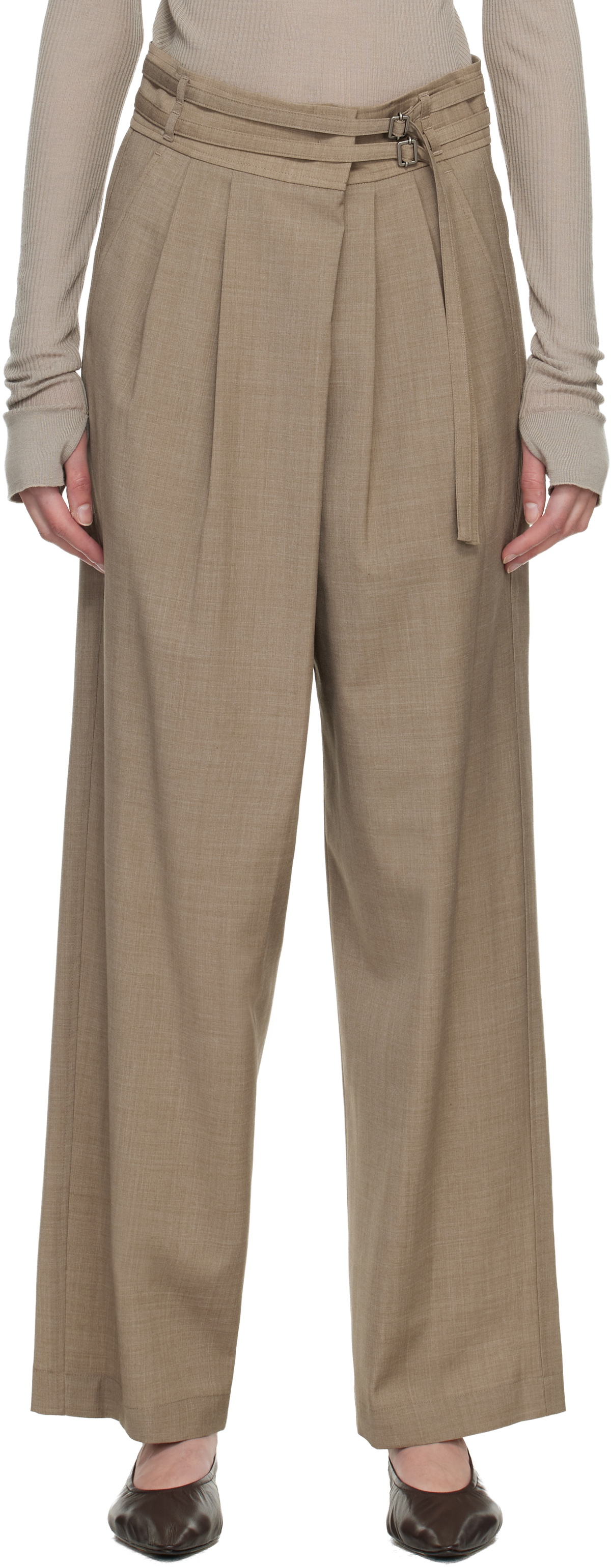 LE17SEPTEMBRE Brown Overwrap Wide Trousers