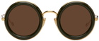 Loewe Gold & Green Round Sunglasses