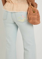 Chloe Embroidered Flared-leg Jeans Light Blue