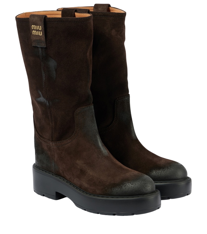 Photo: Miu Miu Logo suede ankle boots