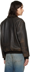 Golden Goose Brown Aviator Leather Jacket