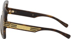 Gucci Tortoiseshell & Gold Shield Sunglasses