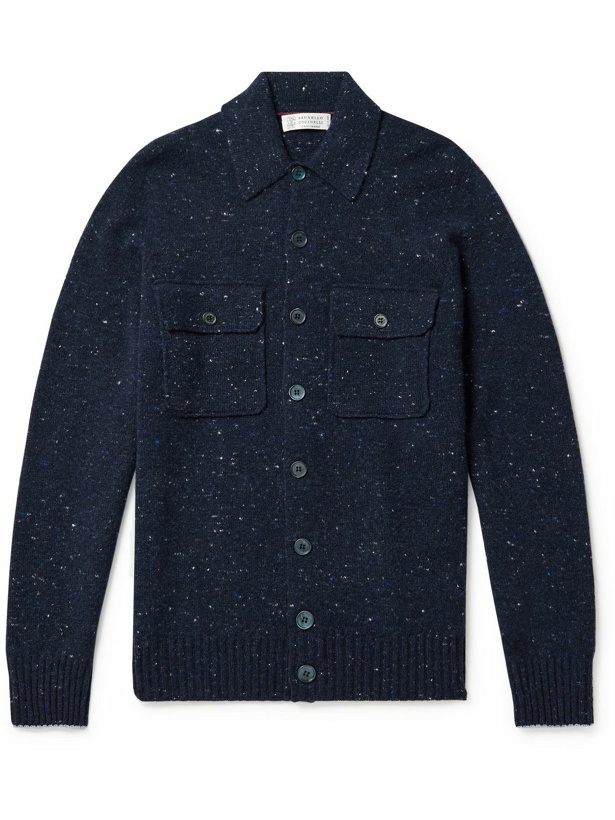 Photo: Brunello Cucinelli - Donegal Virgin Wool-Blend Cardigan - Blue