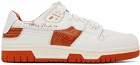 Acne Studios White & Orange Low Top Sneakers
