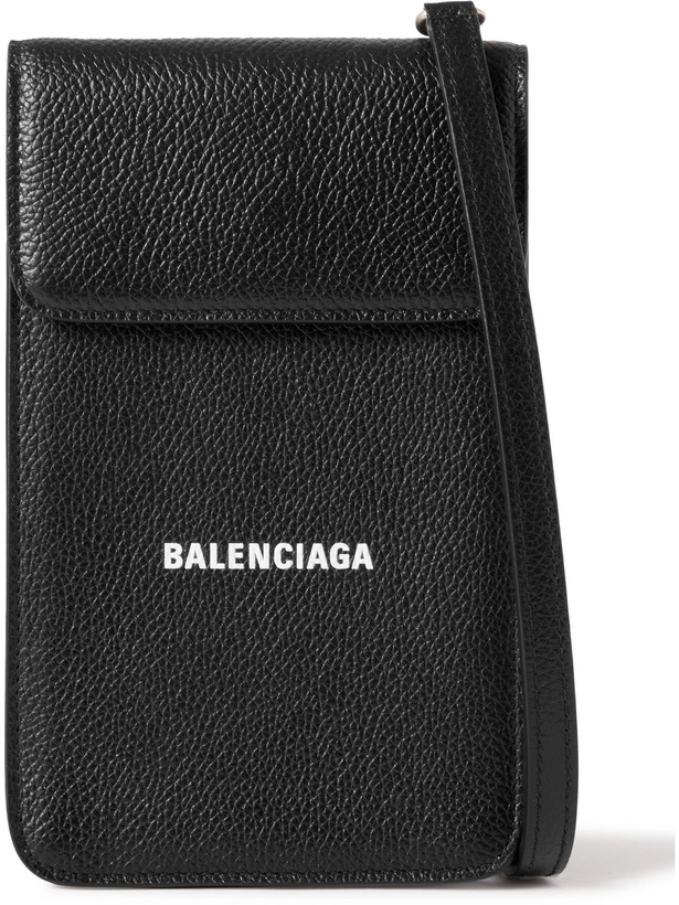 Photo: Balenciaga - Logo-Print Full-Grain Leather Pouch