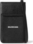 Balenciaga - Logo-Print Full-Grain Leather Pouch