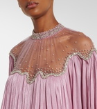 Costarellos Elline embellished pleated gown