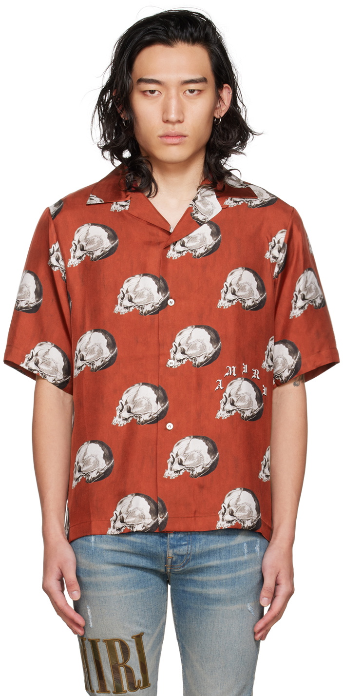 AMIRI Red Wes Lang Edition All Over Skull Shirt Amiri