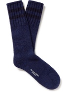 Blue Blue Japan - Striped Cotton-Blend Socks - Blue