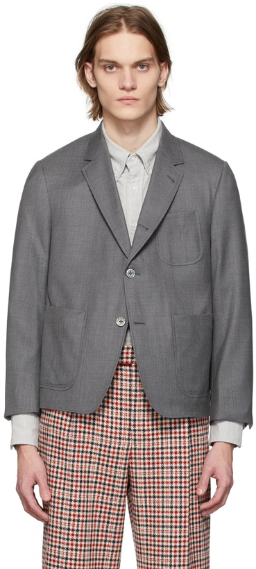 Photo: Thom Browne Grey Shrunken Sack Sport Blazer