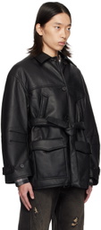 lesugiatelier Black Insulated Faux-Leather Jacket