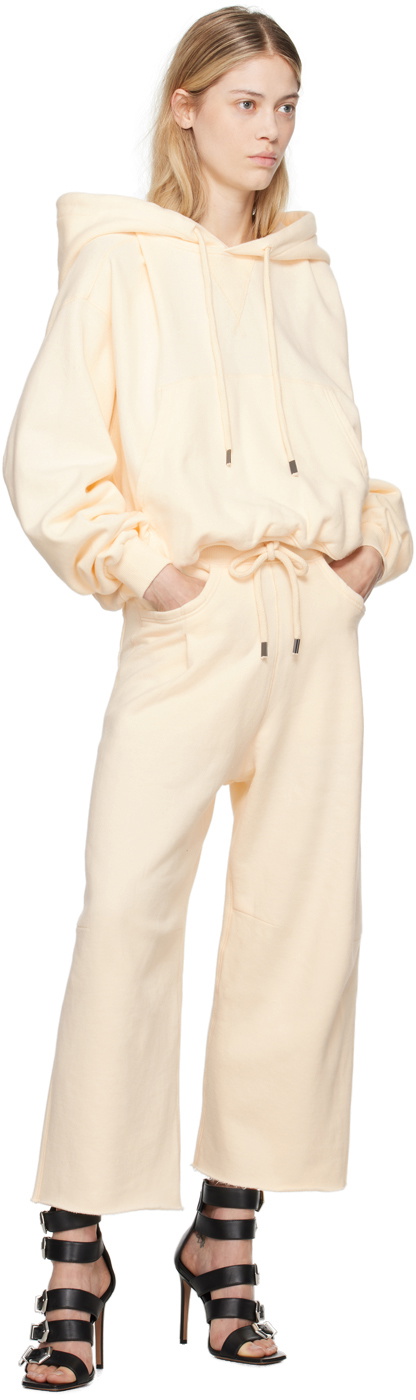 R13 Off-White Cropped Pleated Sweatpants