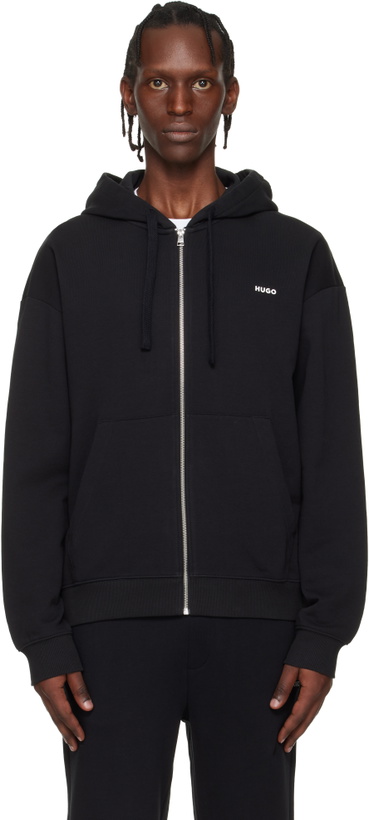 Photo: Hugo Black Relaxed-Fit Logo Detail Hoodie